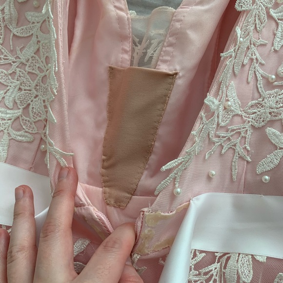 Flower Lace Pink Prom Dress - Picture 6 of 11